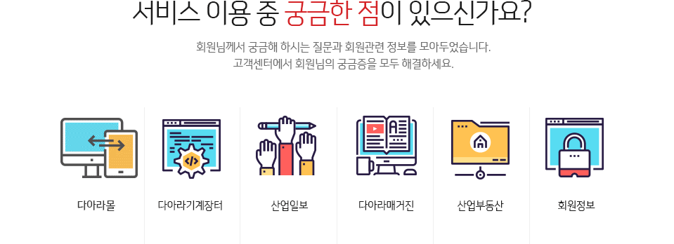 서비스 이용중 궁금한점이 있으신가요? 회원님께서 궁금해 하시는 질문과 회원관련 정보를 모아두었습니다. 고객센터에서 회원님의 궁금증을 모두 해결하세요.